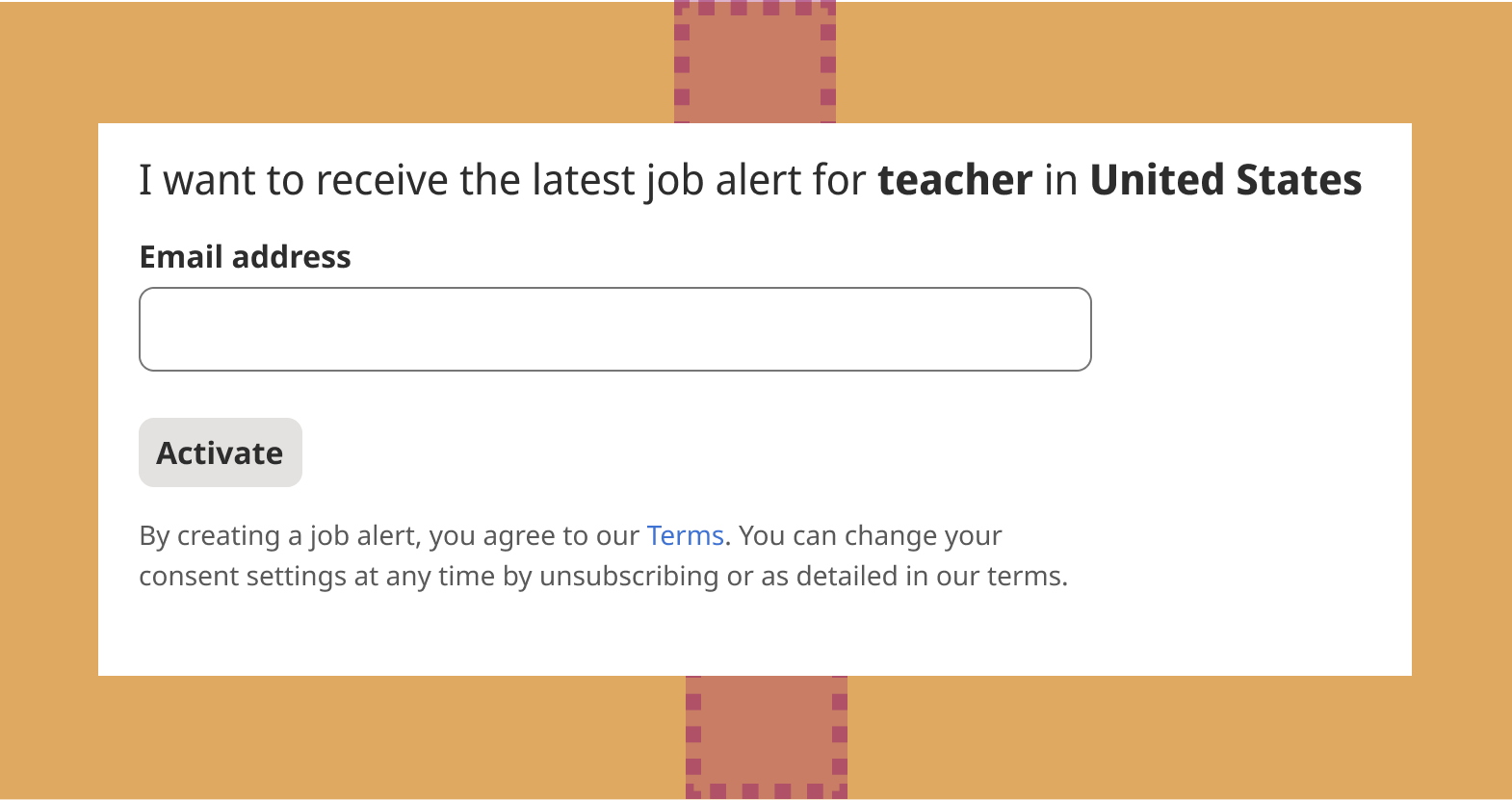 This is a text box to enter email address and activate job alert.